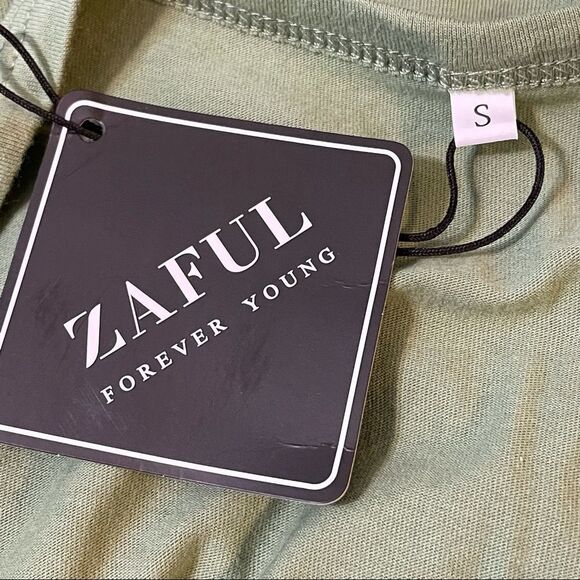 NWT ZAFUL Solid Green Graphic Tee Shirt It’s a Tea Shirt Short Sleeve size M - Picture 9 of 11